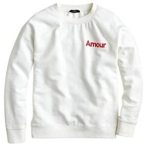 J. Crew Women's Pullover Size M White Long Sleeve, Amour Embroidery